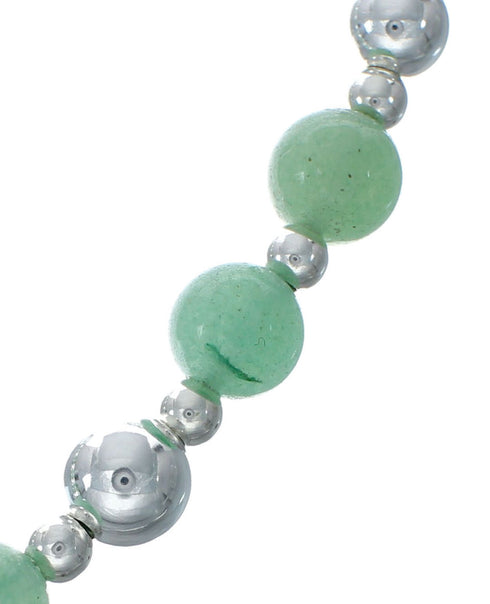 Native American Jade Sterling Silver Bead Necklace X10553